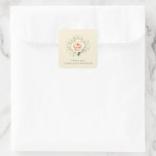 Adesivo Quadrado Aquarela Floral Creme Serena