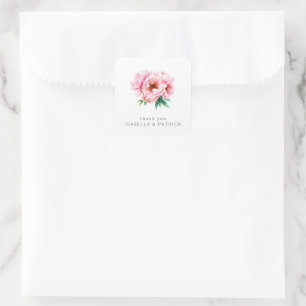 Adesivo Quadrado Aquarela Floral Rosa Romântica