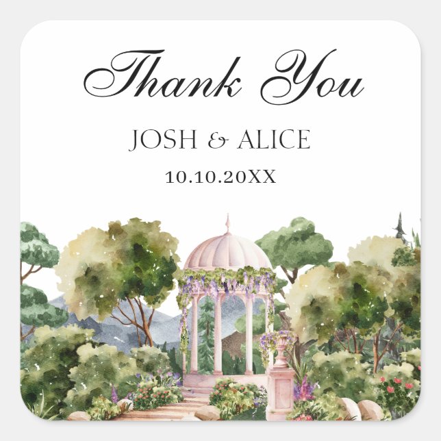 Adesivo Quadrado Aquarela Jardim verde sonhador elegante  (Frente)