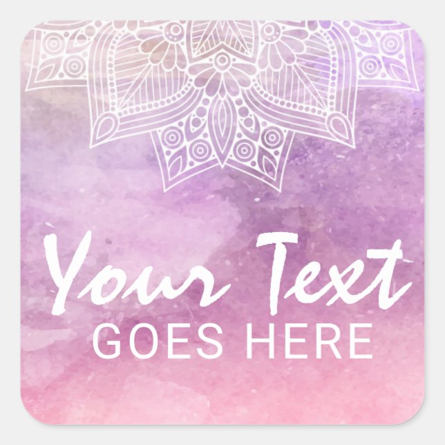 Adesivo Quadrado Aquarela Mandala Cura Holística & Espiritual (Frente)