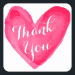 Adesivo Quadrado Aquarela Obrigado Pink & Red Heart Love<br><div class="desc">Diga obrigado de seu amor! Este adesivo de diversão apresenta um coração de aquarela desenhado manualmente em complemento de tons de rosa e vermelho realçando um obrigado que você saúda impresso em uma fonte branca de script. Coração Obrigado Os adesivos são divertidos por * selos de envelope * apreciação por...</div>