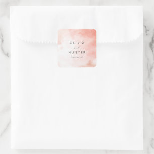 Adesivo Quadrado Aquarela Rosa Romântica