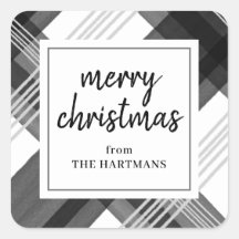 Aquarela Xadrez Preto Branco Feliz Natal Nome 