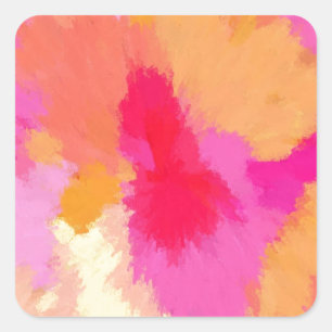 Adesivo Quadrado Aquarelas rosa, laranja e amarelas