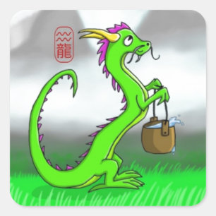 Adesivo Quadrado Aquário/Dragão