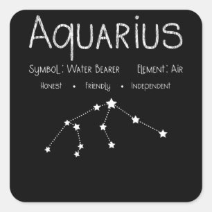 Adesivo Quadrado Aquarius Horoscope Astrology - Sinal de Estrela -