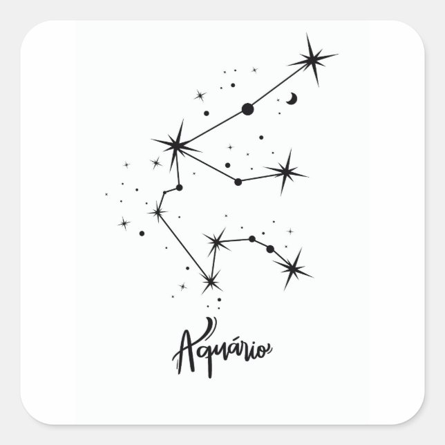 Adesivo Quadrado Aquarius Zodiac - Sinal Gift Astrologia Aquarius (Frente)