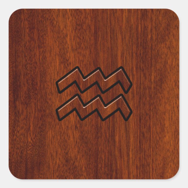Adesivo Quadrado Aquarius Zodiac - Sinal Mahogany - Estilo (Frente)