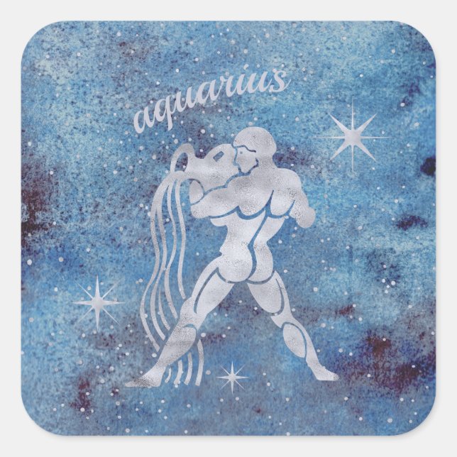 Adesivo Quadrado Aquarius Zodiac Sinal Stickers (Frente)