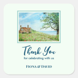 Adesivo Quadrado Aquecimento Doméstico Campo Popppy Paisagem Aquare