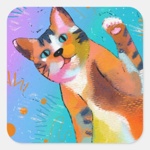 Adesivo Quadrado Aqui Gatinho Gatinho