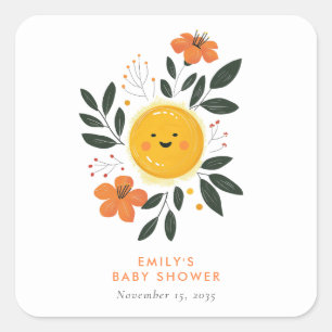 Adesivo Quadrado Aqui vem o Chá de fraldas do Filho