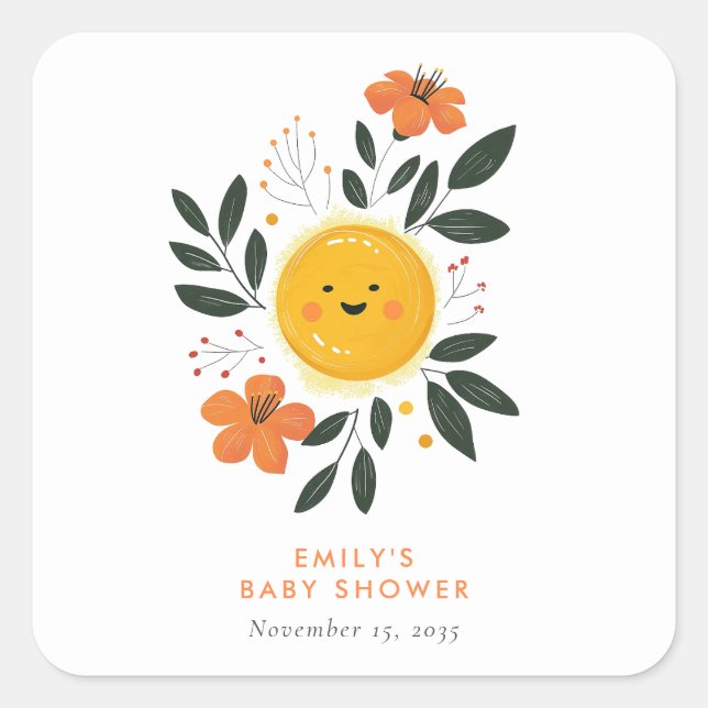 Adesivo Quadrado Aqui vem o Chá de fraldas do Filho (Frente)