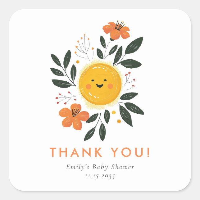 Adesivo Quadrado Aqui vem o Chá de fraldas do Filho (Frente)