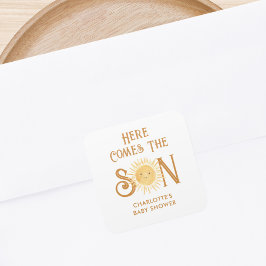 Adesivo Quadrado Aqui Vem O Chá de fraldas Filho