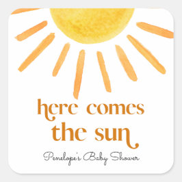 Adesivo Quadrado Aqui vem o Chá de fraldas Sun Boy