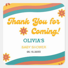 Adesivo Quadrado Aqui vem o Filho Obrigado Chá de fraldas