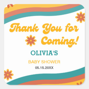 Adesivo Quadrado Aqui vem o Filho Obrigado Chá de fraldas