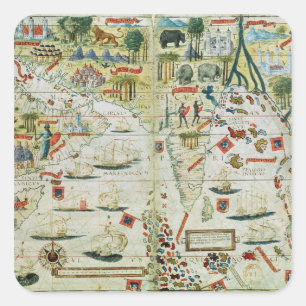 Adesivo Quadrado Arábia e India, de "do atlas Miller", c.1519