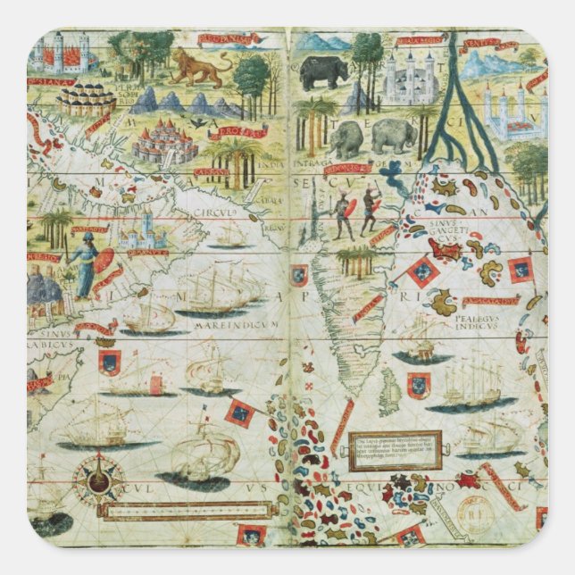 Adesivo Quadrado Arábia e Índia, do "Atlas Miller", c.1519 (Frente)