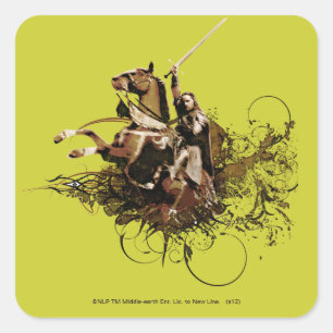 Adesivo Quadrado Aragorn Ancando uma Colagem de Vetor de Cavalo