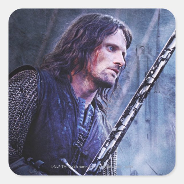 Adesivo Quadrado Aragorn com sangue (Frente)