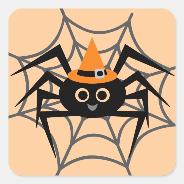 Adesivo Quadrado Aranha Halloween em Camisetas e presentes na Web (Frente)