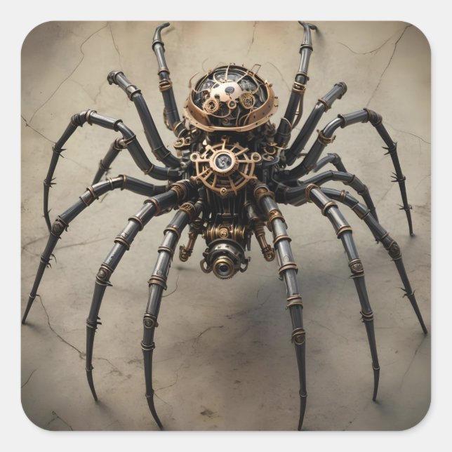 Adesivo Quadrado Aranha Steampunk (Frente)