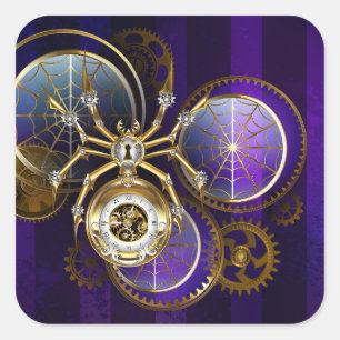 Adesivo Quadrado Aranha Steampunk no fundo roxo