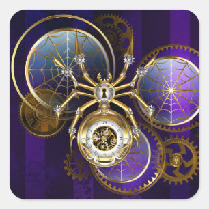 Adesivo Quadrado Aranha Steampunk no fundo roxo