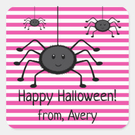 Adesivo Quadrado Aranhas Sapateiras Rosa Stripes Halloween