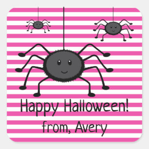 Adesivo Quadrado Aranhas Sapateiras Rosa Stripes Halloween