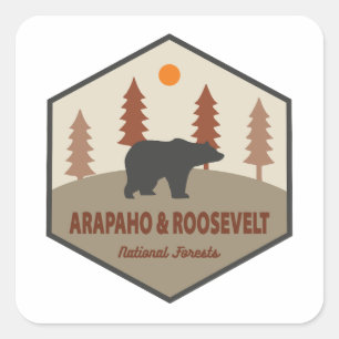 Adesivo Quadrado Arapaho E Urso Florestal Nacional De Roosevelt