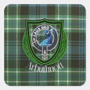 Adesivo Quadrado Arbuthnott Scottish Clan Tartan e Crest