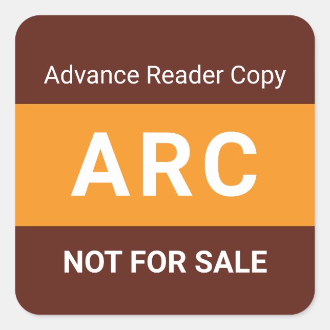 Adesivo Quadrado ARC Not for Sale Advance Reader Copy Book Author (Frente)