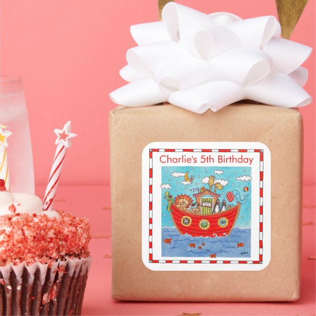 Adesivo Quadrado Arca de Noé Personalizada (Festa)