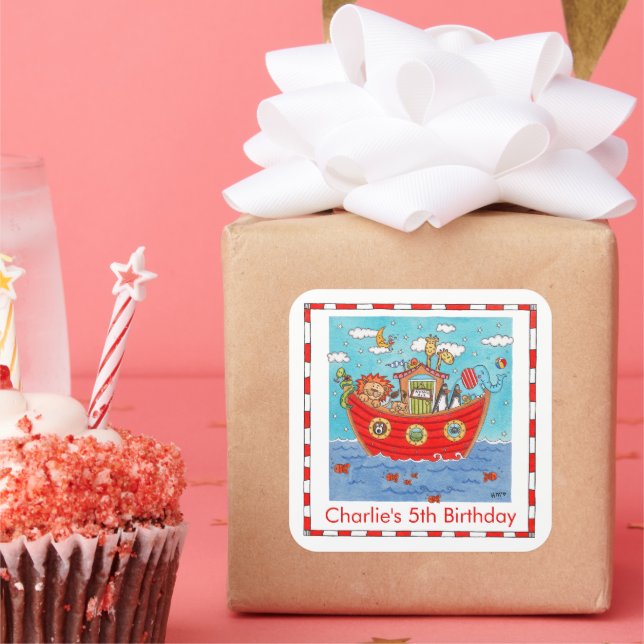 Adesivo Quadrado Arca de Noé Personalizada (Festa)