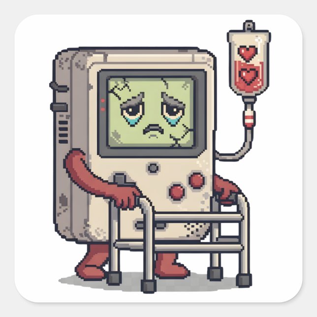 Adesivo Quadrado Arcade Video Game Birthday | Level Up Gamer (Frente)