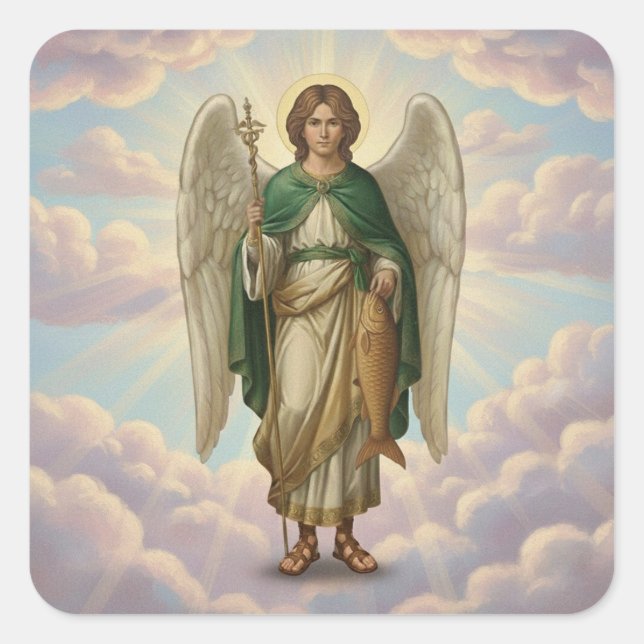 Adesivo Quadrado Arcanjo Anjo Rafael (Frente)