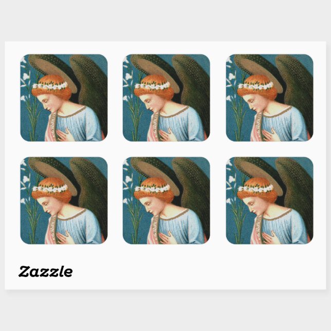 Adesivo Quadrado Archangel Gabriel, Anunciação do Lippi (Detalhe) (Folha)