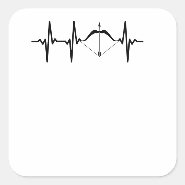 Adesivo Quadrado Archery Heartbeat Arco e Arrow Archer (Frente)