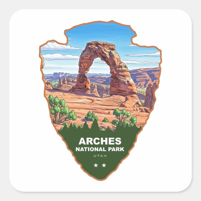 Adesivo Quadrado Arches National Park Utah Arrowhead (Frente)
