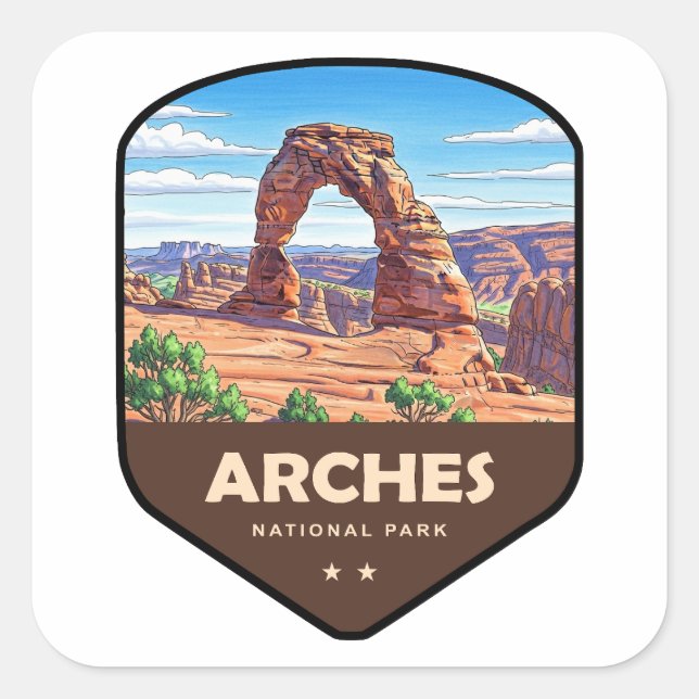 Adesivo Quadrado Arches National Park Utah Shield (Frente)
