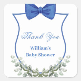 Adesivo Quadrado Arco Azul - Chá de fraldas Eucalyptus Crest Obriga