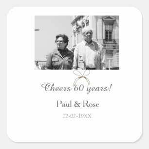 Adesivo Quadrado Arco cinza comemora 60 anos de casamento