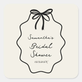 Adesivo Quadrado Arco Coquete Desenhado à Mão Chá de Noiva 