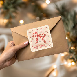 Adesivo Quadrado Arco de Cana-de-Açúcar Antiga Feliz Natal