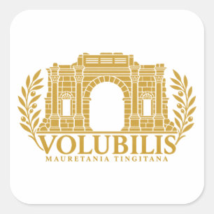 Adesivo Quadrado Arco de Caracalla de Volubilis Emblema Dourado Rom