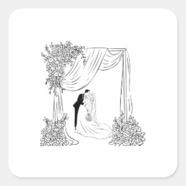 Adesivo Quadrado Arco de Casamento Elegante Favor de Casamento de N