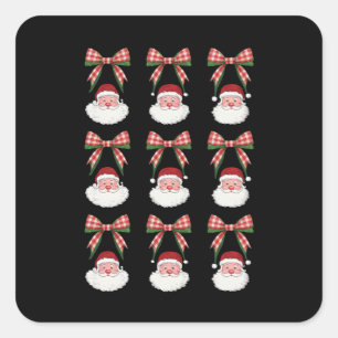 Adesivo Quadrado Arco de Coquete Natal Papai Noel Vintage Natal Ret
